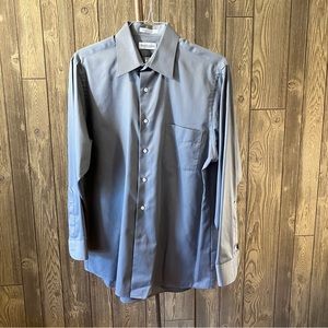 Van Heusen Mens Large Light Grey Lux Sateen Long Sleeve Dress Shirt